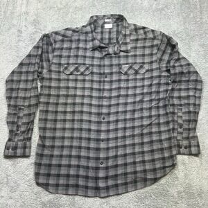 Columbia Omni Wick Flannel Shirt Mens‎ 2XL Black Gray Plaid Long Sleeve Regular